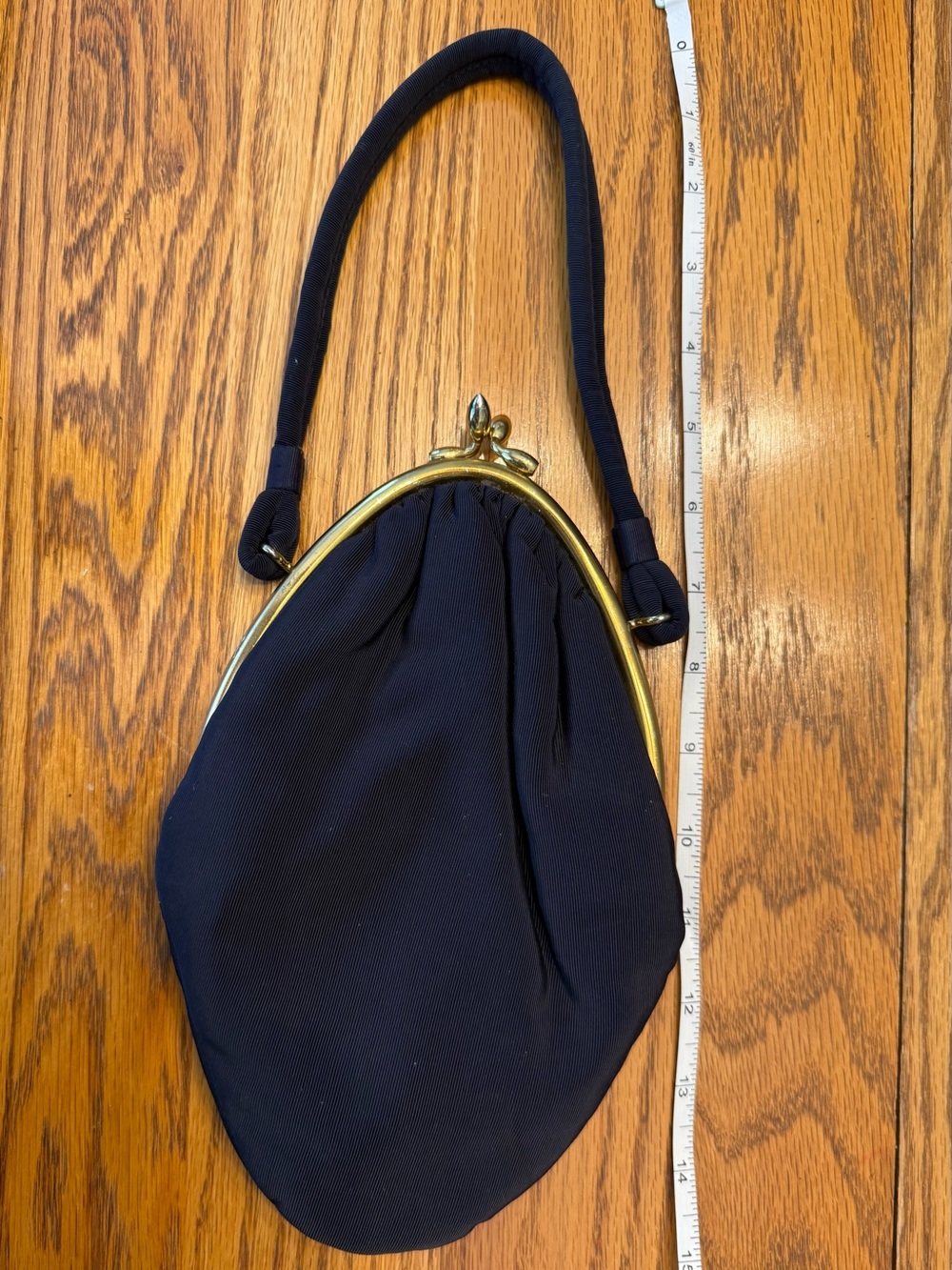 Vintage Navy Evening Frame Bag handbag purse with Gold Trim & clasp. - Picture 3 of 9
